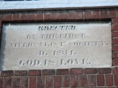 Cobblestone Museum First Universalist Church Inscription. Click for full size. Cobblestone Museum First Universalist Church Inscription image. Click for full size.