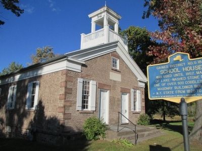 Gaines District No.5 1849 School House and Marker - Eastward image. Click for full size.