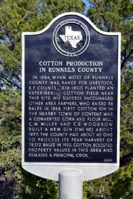 Cotton Production in Runnels County Marker image. Click for full size.