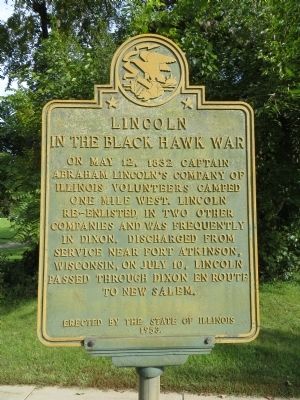 Lincoln in the Black Hawk War Marker. Click for full size. Lincoln in the Black Hawk War Marker image. Click for full size.