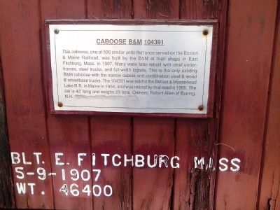 Caboose B&M 104391 Marker. Click for full size. Caboose B&M 104391 Marker image. Click for full size.