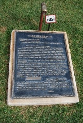 Letter From The Alamo Marker. Click for full size. Letter From The Alamo Marker image. Click for full size.