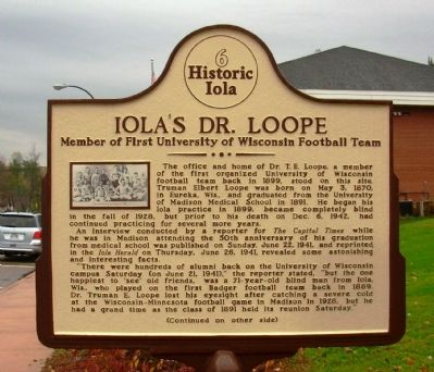 Iola’s Dr. Loope Marker. Click for full size. Iola’s Dr. Loope Marker image. Click for full size.