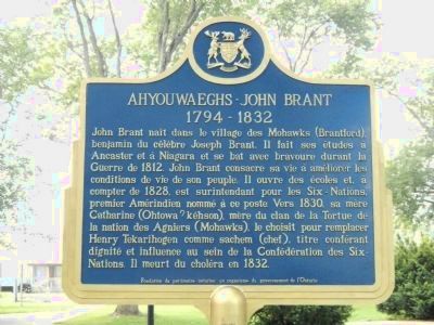 Ahyouwaeghs - John Brant Marker (French side) image. Click for full size.