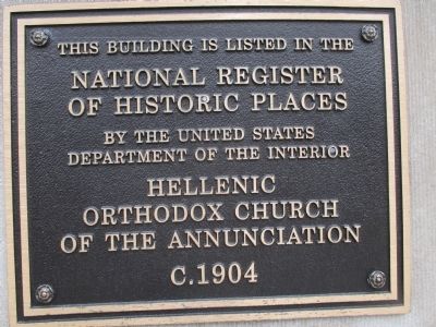 Hellenic Orthodox Church of the Annunciation Marker. Click for full size. Hellenic Orthodox Church of the Annunciation Marker image. Click for full size.