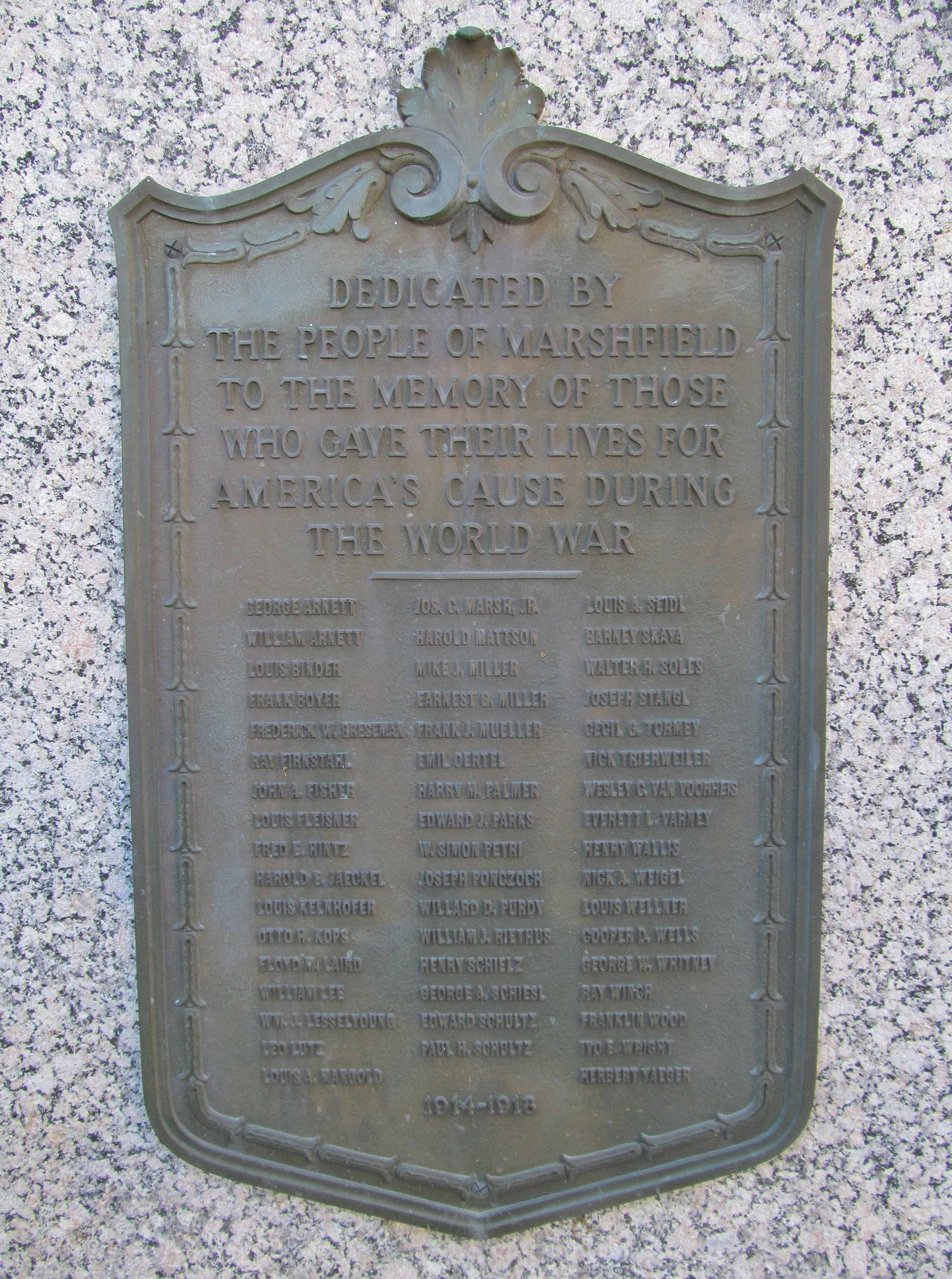 World War Memorial Bronze Tablet