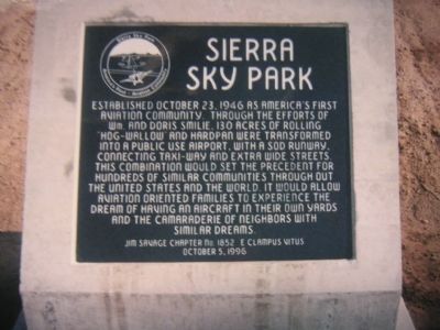 Sierra Sky Park Marker. Click for full size. Sierra Sky Park Marker image. Click for full size.