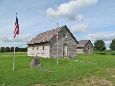 The Old Log Church and Marker image. Click for full size.
