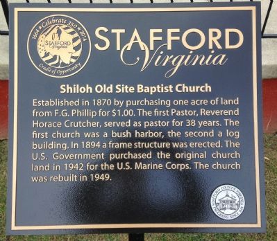 Shiloh Old Site Baptist Church Marker image. Click for full size.