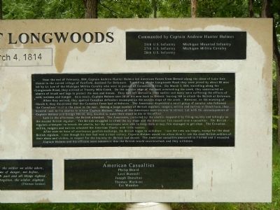 Battle of Longwoods Marker (right side). Click for full size. Battle of Longwoods Marker (right side) image. Click for full size.