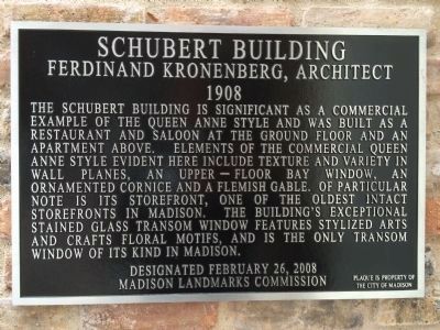 Schubert Building Marker image. Click for full size.