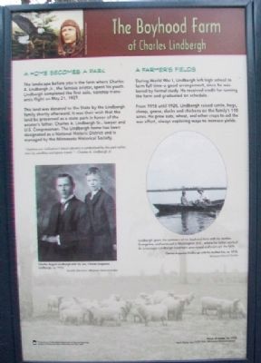 The Boyhood Farm of Charles Lindbergh Marker. Click for full size. The Boyhood Farm of Charles Lindbergh Marker image. Click for full size.