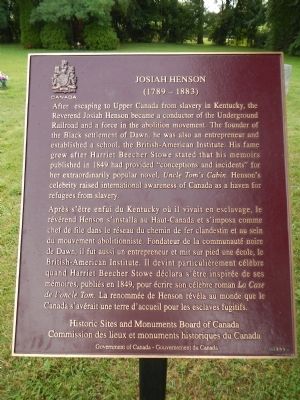 Josiah Henson Marker. Click for full size. Josiah Henson Marker image. Click for full size.