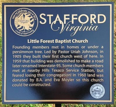 Little Forest Baptist Church Marker image. Click for full size.