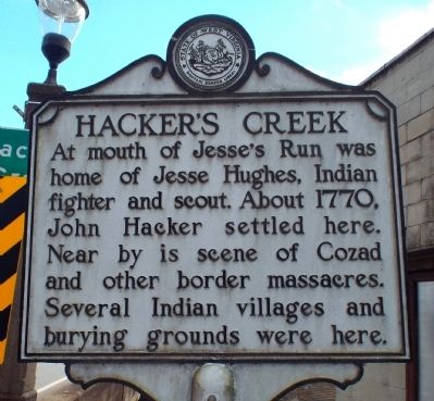 Hacker's Creek Marker Side image. Click for full size.