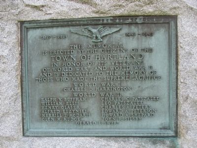 Town of Hartland World War I and World War II Memorial image. Click for full size.