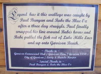 Lake Mille Lacs Walleye Marker. Click for full size. Lake Mille Lacs Walleye Marker image. Click for full size.