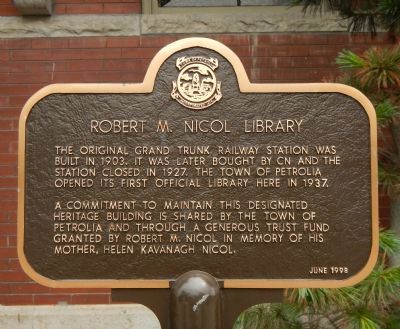 Robert M. Nicol Library Marker image. Click for full size.