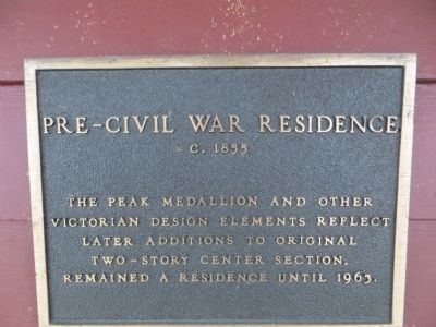 Pre-Civil War Residence Marker. Click for full size. Pre-Civil War Residence Marker image. Click for full size.