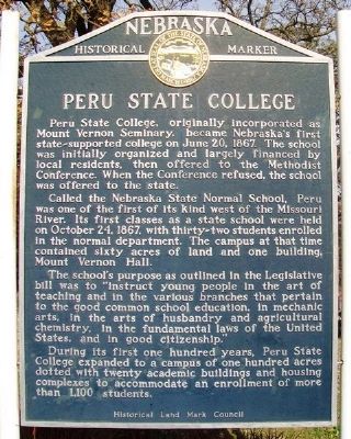 Peru State College Marker image. Click for full size.