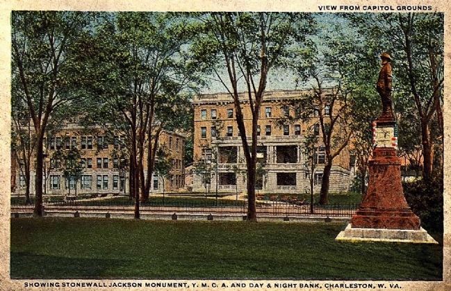 <i>View from Capitol Grounds Showing Stonewall Jackson Monument, Y.M.C.A and Day & Night Bank </i> image. Click for full size.