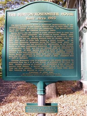 The Burton/Rosenmeier House Marker (Side A). Click for full size. The Burton/Rosenmeier House Marker (Side A) image. Click for full size.