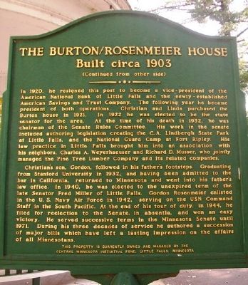 The Burton/Rosenmeier House Marker (Side B). Click for full size. The Burton/Rosenmeier House Marker (Side B) image. Click for full size.