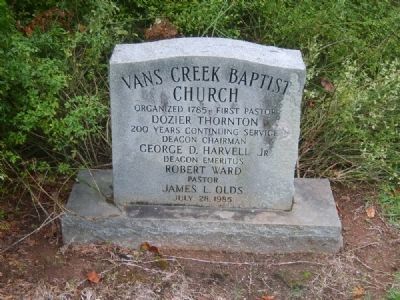 Stone Marker near Entrance to Van’s Creek Baptist Church image. Click for full size.