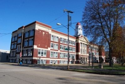 Bellaire High School Clock Tower Marker and School. Click for full size. Bellaire High School Clock Tower Marker and School image. Click for full size.