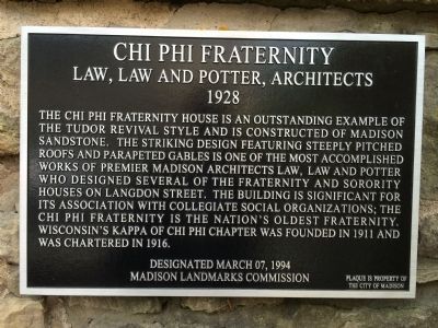 Chi Phi Fraternity Marker image. Click for full size.