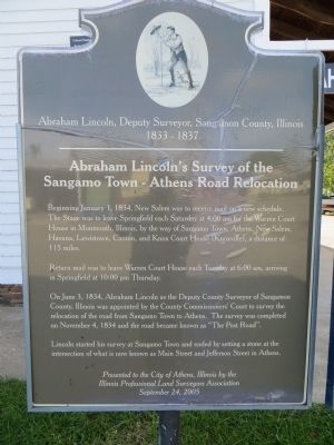 Abraham Lincoln, Deputy Surveyor, Sangamon County, Illinois Marker image. Click for full size.