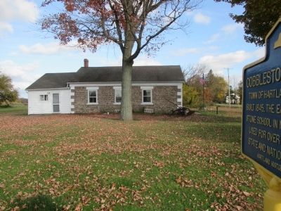 Cobblestone School and Marker - West Side. Click for full size. Cobblestone School and Marker - West Side image. Click for full size.
