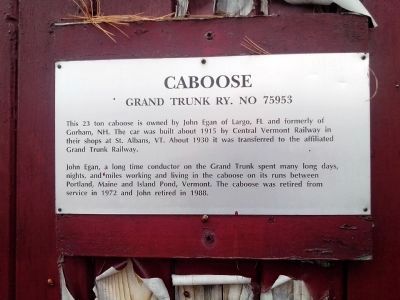 Caboose Grand Trunk Ry. No 75953 Marker. Click for full size. Caboose Grand Trunk Ry. No 75953 Marker image. Click for full size.