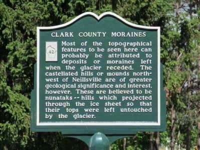 Clark County Moraines Marker. Click for full size. Clark County Moraines Marker image. Click for full size.