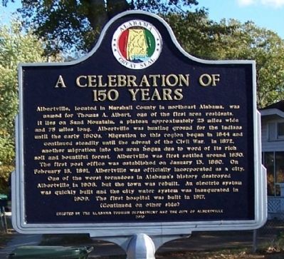 A Celebration of 150 Years Marker, side 1 image. Click for full size.