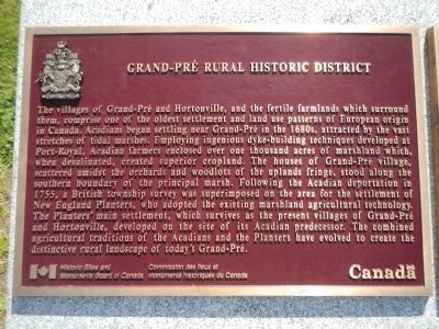 Grand-Pré Rural Historic District Marker (English). Click for full size. Grand-Pré Rural Historic District Marker (English) image. Click for full size.