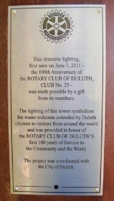 Rotary Club of Duluth 100th Anniversary Marker image. Click for full size.
