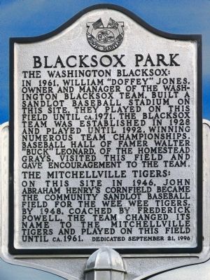 Blacksox Park Marker image. Click for full size.