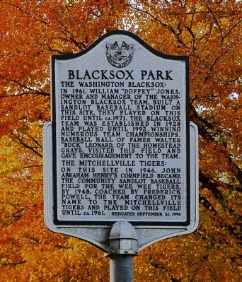 Blacksox Park Marker. Click for full size. Blacksox Park Marker image. Click for full size.