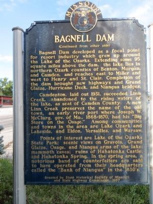 Bagnell Dam Marker <i>Side B:</i> image. Click for full size.