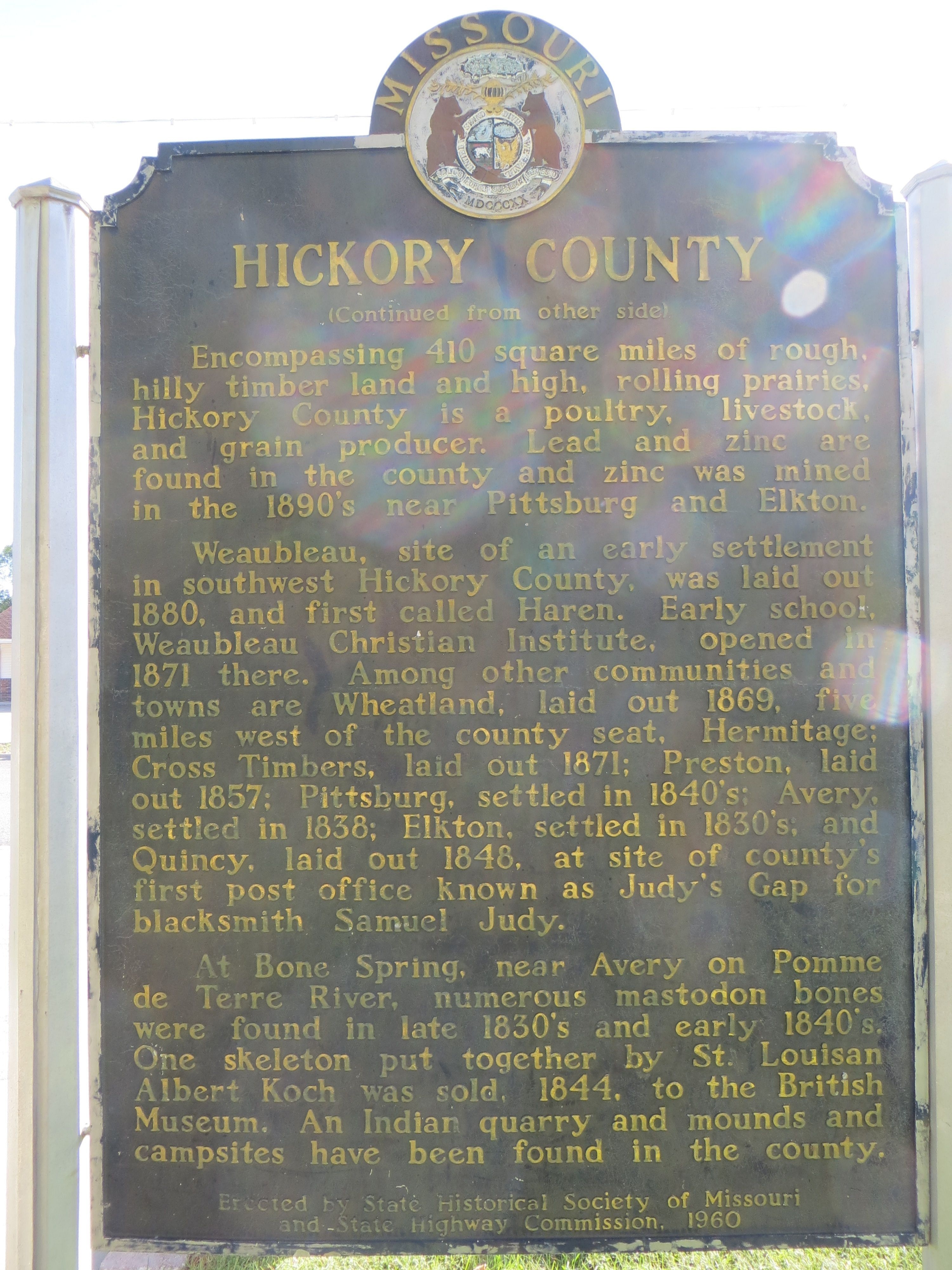 Hickory County Marker <i>Side B:</i>