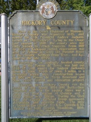 Hickory County Marker <i>Side A:</i>. Click for full size. Hickory County Marker <i>Side A:</i> image. Click for full size.