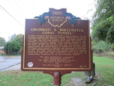 William Henry Harrison and the Cincinnati & Whitewater Canal Marker image. Click for full size.