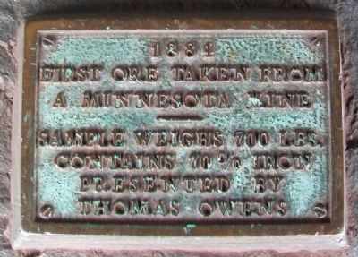 First Ore Taken From A Minnesota Mine Marker image. Click for full size.