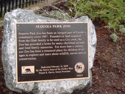 Sequoia Park Zoo Marker image. Click for full size.