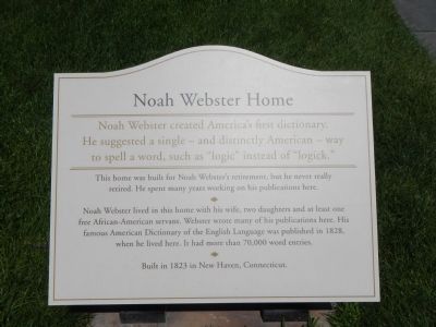 Noah Webster Home Marker image. Click for full size.