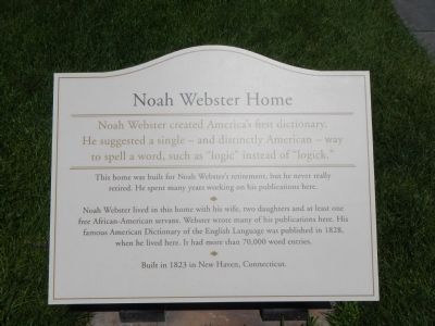 Noah Webster Home Marker. Click for full size. Noah Webster Home Marker image. Click for full size.