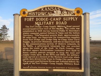 Fort Dodge - Camp Supply Military Road Marker image. Click for full size.