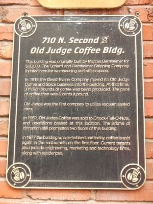 Old Judge Coffee Bldg. Marker. Click for full size. Old Judge Coffee Bldg. Marker image. Click for full size.
