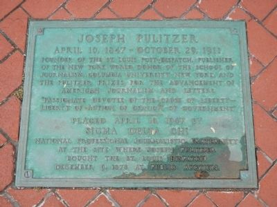 Joseph Pulitzer Marker image. Click for full size.